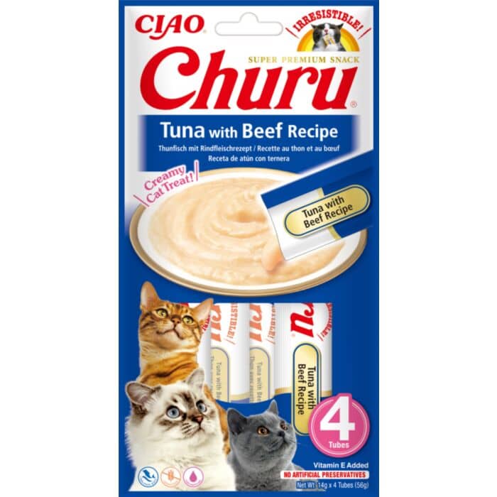 Churu Cat Creamy kaķu gardums krēms kaķiem ar tunci un liellopu 14 g N4